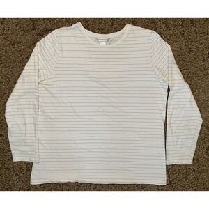 Christopher & Banks Shirt Womens XL White Silver‎ Striped Long Sleeve Casual